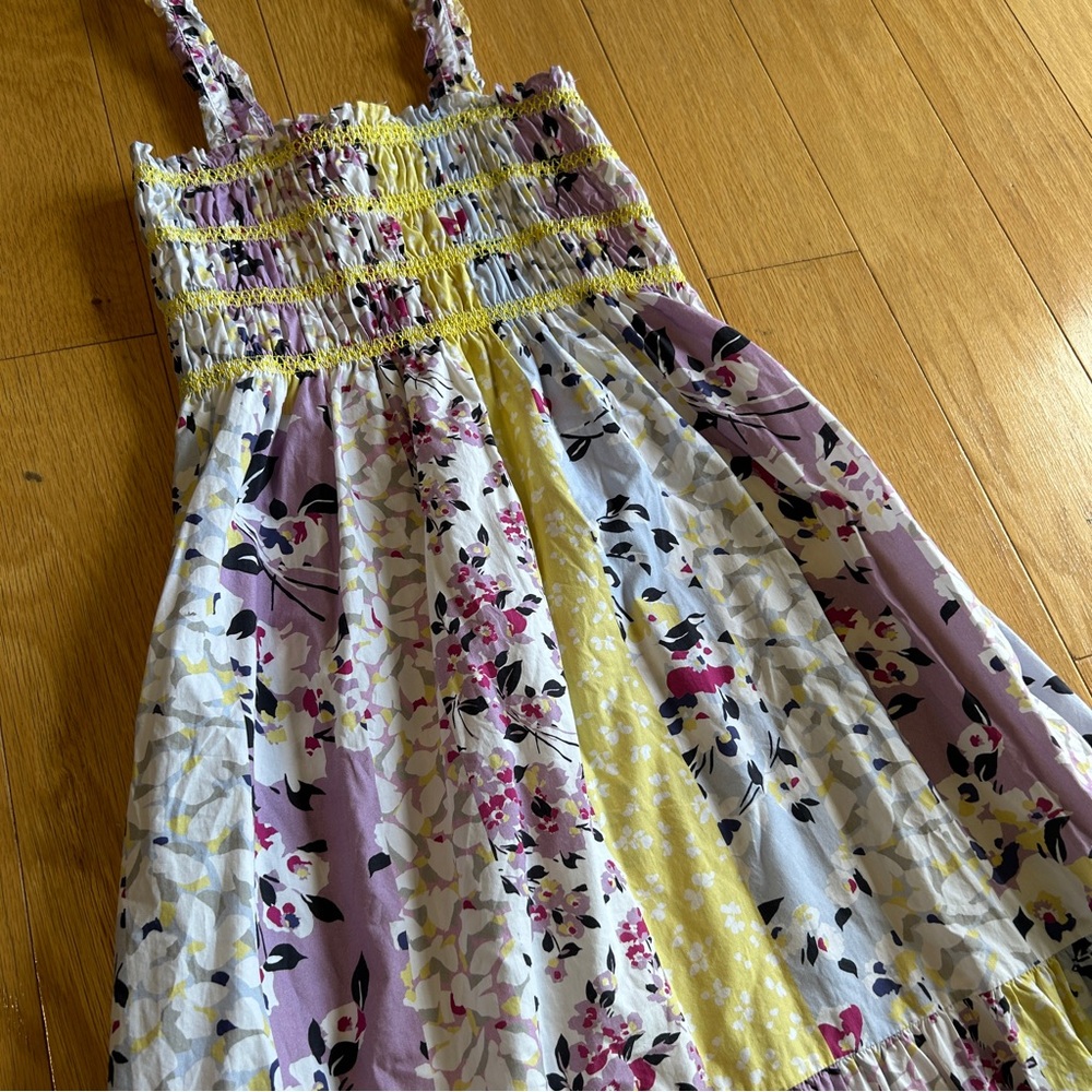 French Connection Floral Smocked Pleated Sundress Maxi Country Cottage Boho 0 - Picture 7 of 7